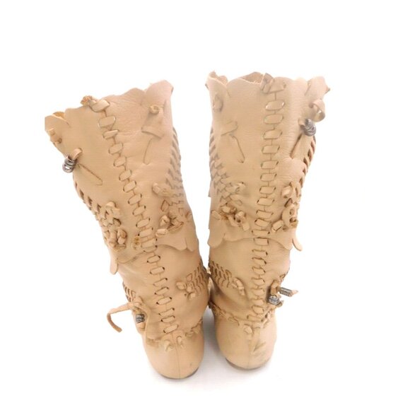 COOLEST Vintage Huarache Boots, Beige, Sz 7 1/2, Slouchy Free People Resemblence - Picture 4 of 7